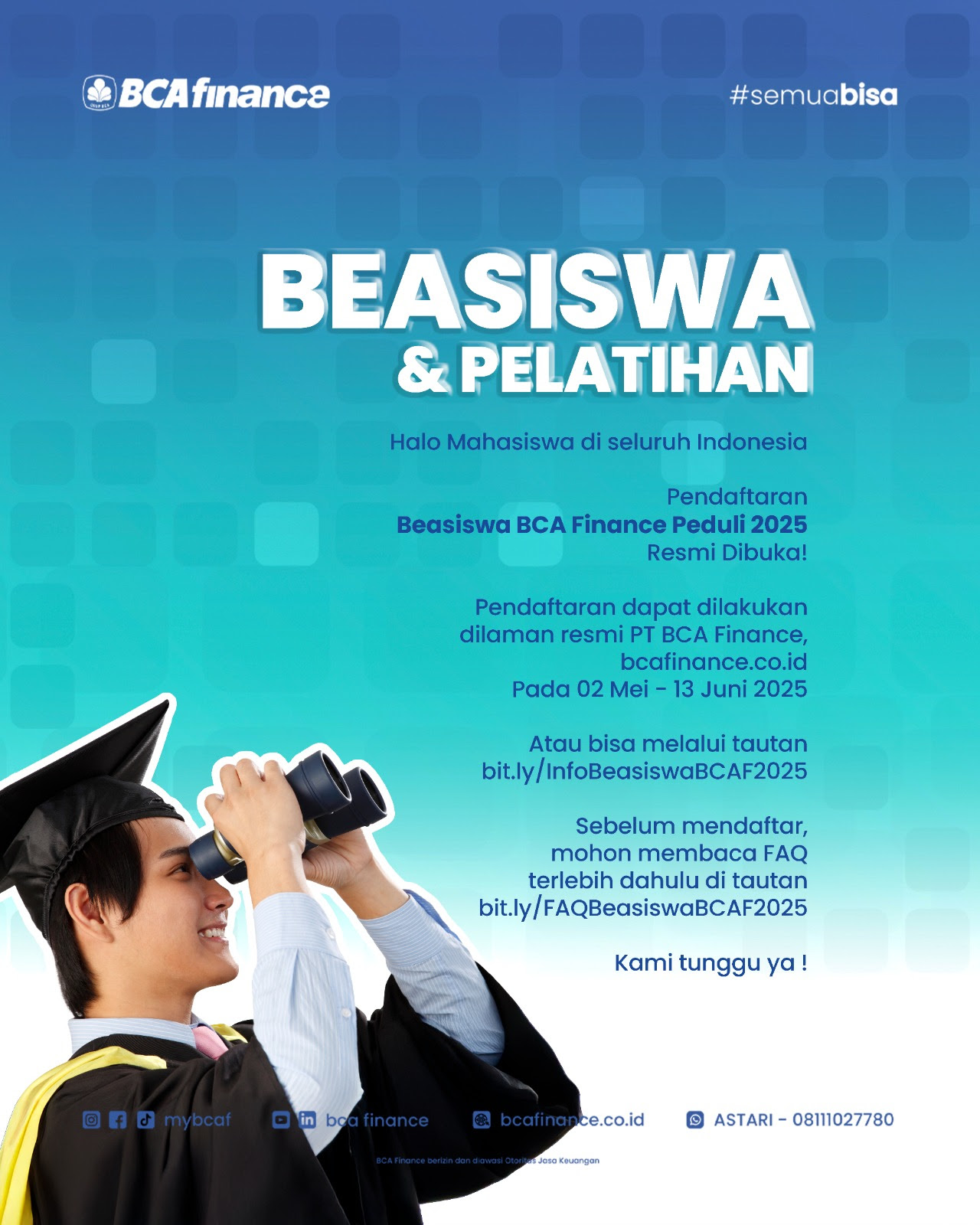Beasiswa BCA FINANCE PEDULI 2025 UNISMA BEKASI UNIVERSITAS ISLAM 45 KAMPUS KULIAH BEKASI