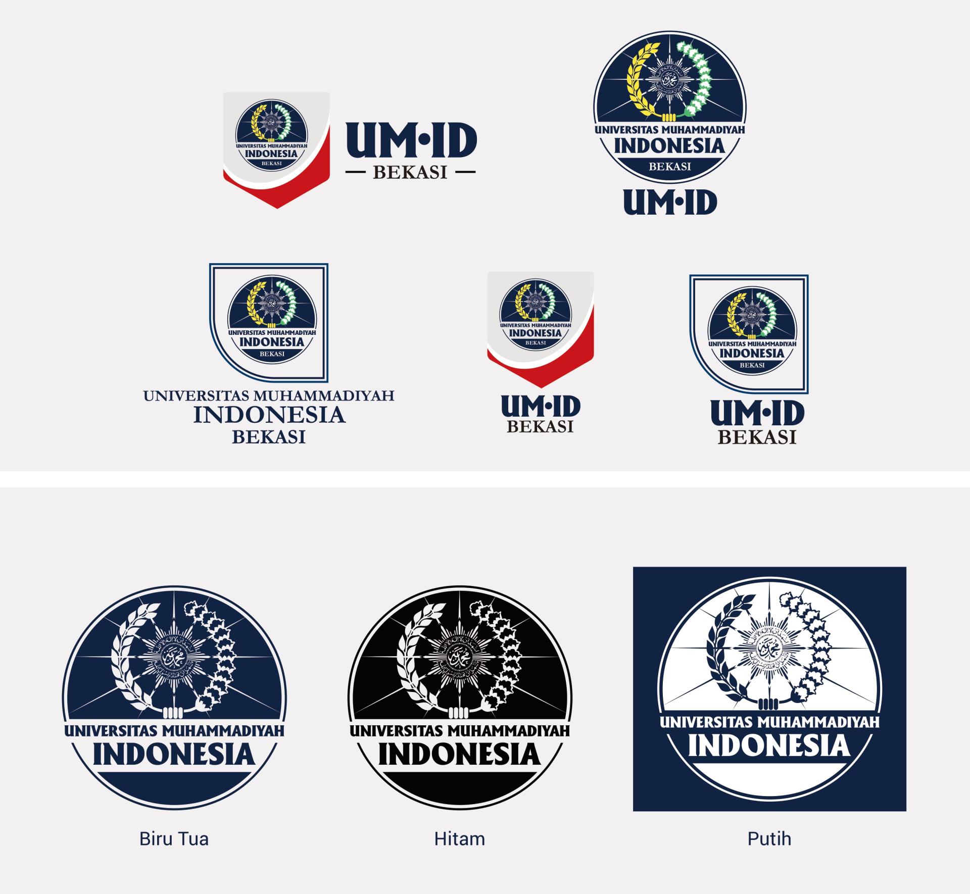 Variasi Logo UM.ID Bekasi, versi warna dan monochrome
